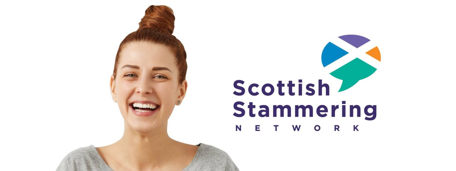 woman promoting new brand design for Scottish Stammering Network
