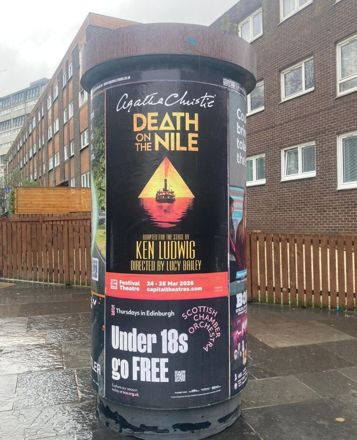 death on the nile poster in edinburgh for capital theatres media buy campaign