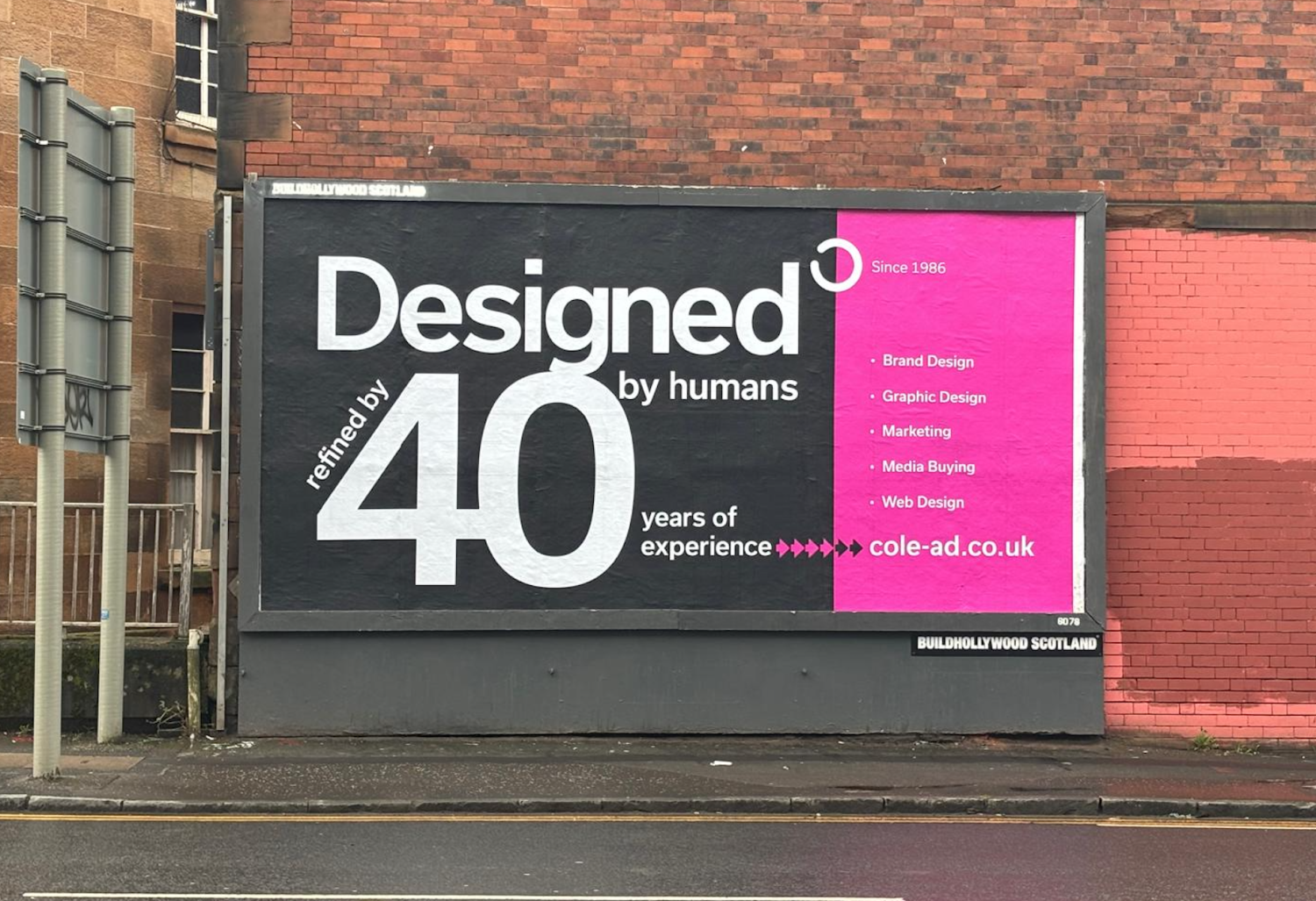 Cole AD billboard in Glasgow promoting marketing agency services