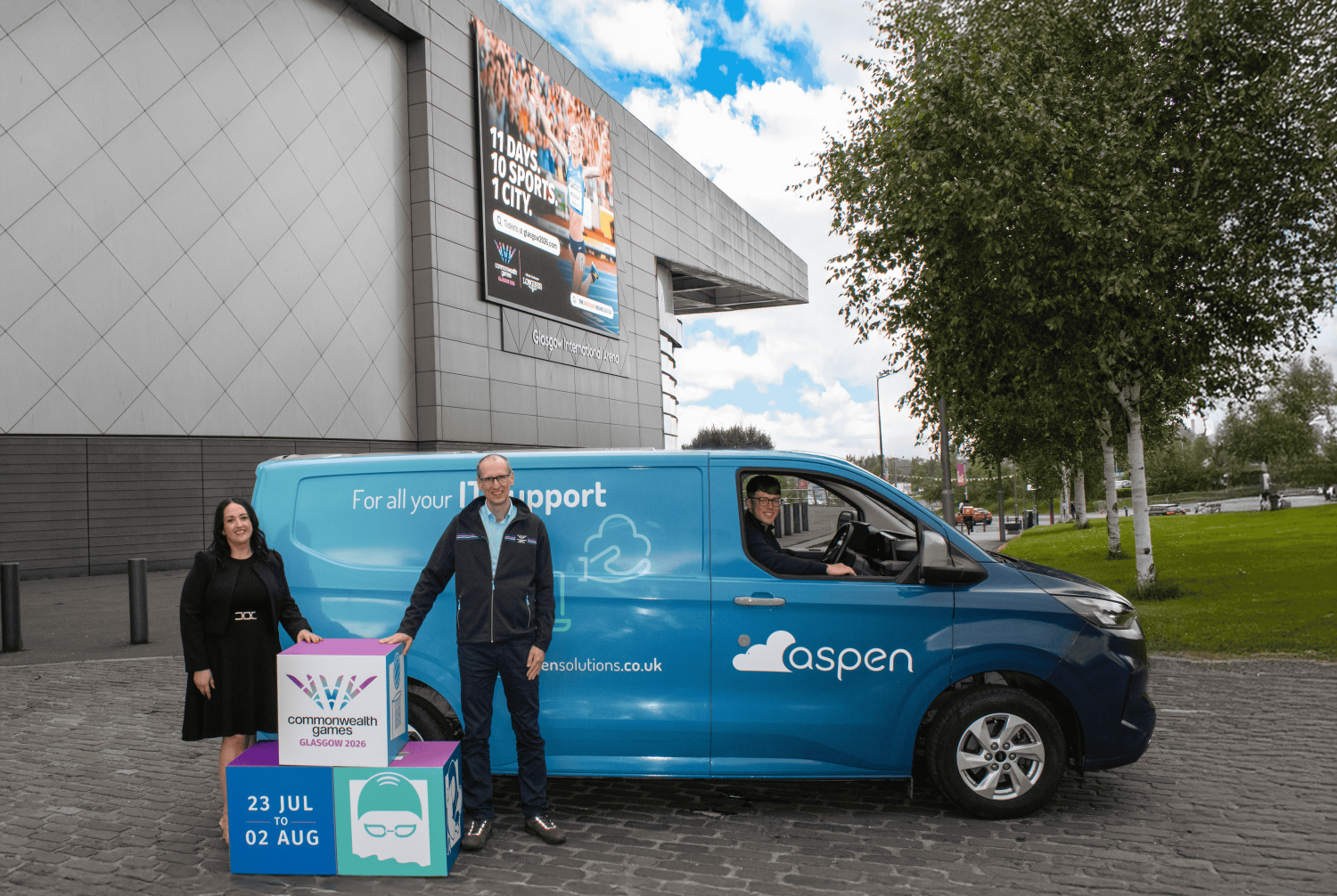 Aspen Solutions team at the Velodrome Glasgow with Commonwealth Games